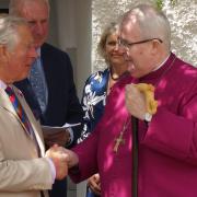 Bishop of St Asaph, Gregory Cameron (right), meeting King Charles III when he visited Llangernyw as the Prince of Wales in 2018.