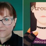 L: Rebecca Roberts. R: A copy of her award-winning book based in Rhyl, '#trouble'. Photos: Rebecca Roberts