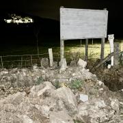 A 200-year-old boundary wall was removed after a Abergele landowner had safety concerns. Picture coutesy of Trevor Hall..