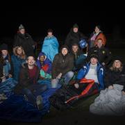 Participants in ClwydAlyn's sleepout at Mold Rugby Club
