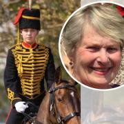 Bethan, a member of the famous mounted King's Troop Royal Horse Artillery, and inset - Georgine Gray, 84, of Rhuddlan.