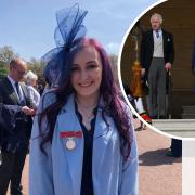 Bethan Owen at inset, The King and The Queen at the Garden Party at Buckingham Palace