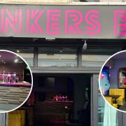 Inside and outside Tinkers Bar, Rhyl