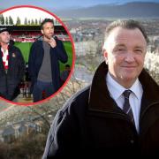 North Wales Tourism chief executive Jim Jones and (inset) Wrexham AFC co-chairmen Rob McElhenney and Ryan Reynolds.