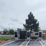The three new EV chargers at Clwyd Retail Park, Rhuddlan