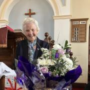 Brenda Roberts, Rhuddlan, receives flowers and gifts