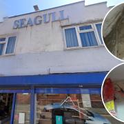 Seagull International Foods, Bedford Street, Rhyl. Inset: A dead mouse, and mouse droppings found at the store.