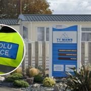 Ty Mawr Holiday Park, Towyn. Inset: North Wales Police jacket