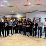 Some of the main prizewinners at the club's annual Christmas social.