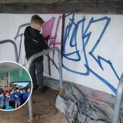Pupils used spray paint and colouring to put the pieces together.