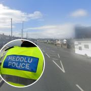 Foryd Road, Kinmel Bay. Inset: North Wales Police jacket