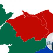 Map of results of the YouGov poll. Inset: Vale of Clwyd MP Dr James Davies.