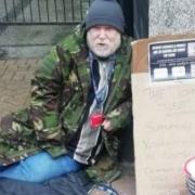 Richard Kendrick during his sleepout challenge last March