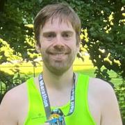Danny Snelson after completing the Sheffield Half Marathon