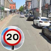 A548 Russell Road/Rhyl Coast Road. Inset: A 20mph sign