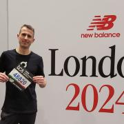 Tom Carter on duty at the London Marathon Expo before making his debut at the distance.