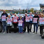 Protestors before they set off on the convoy in Denbighshire