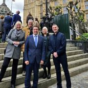 Vale of Clwyd MP Dr James Davies with Shon and Lesley Powell and Nick and Carys Powell of Lock Stock Self Storage, the UK's largest container-based storage company, during their visit to Parliament