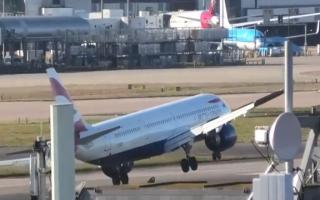 Heathrow Airport livestream goes viral as jets navigate Storms Eunice - see it here. (PA)