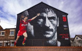 The mural in tribute to legendary Welsh footballer Ian Rush. PIC: Liverpool FC.