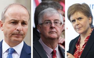 Taoiseach Micheal Martin and first ministers Mark Drakeford and Nicola Sturgeon are among the leaders expected to attend the British and Irish Summit. Pictures: PA/Huw Evans/PA