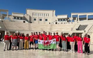 The Urdd Youth Choir in Doha, Qatar, during the FIFA World Cup 2022.