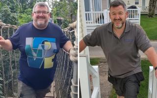 Dave D'Vigne, 49, from Prestatyn, before and after joining Slimming World.
