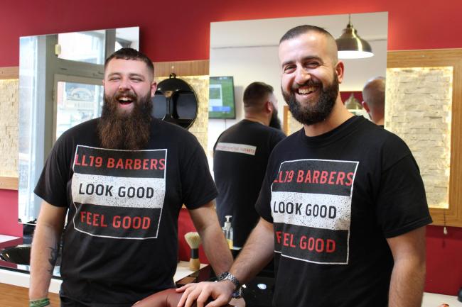 Connor and Mahir from LL19 Barbers in Prestatyn are supporting the campaign